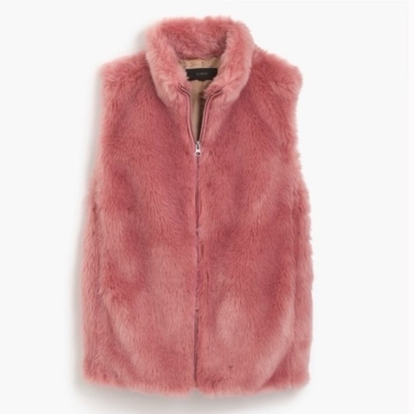J.Crew Women's Plush Faux Fur Full Zip Vest Guava size S - Picture 1 of 8